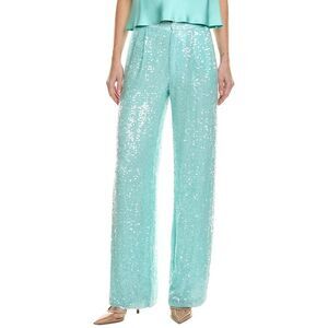 Lapointe Womens Sequin High-Waist Trouser, Green